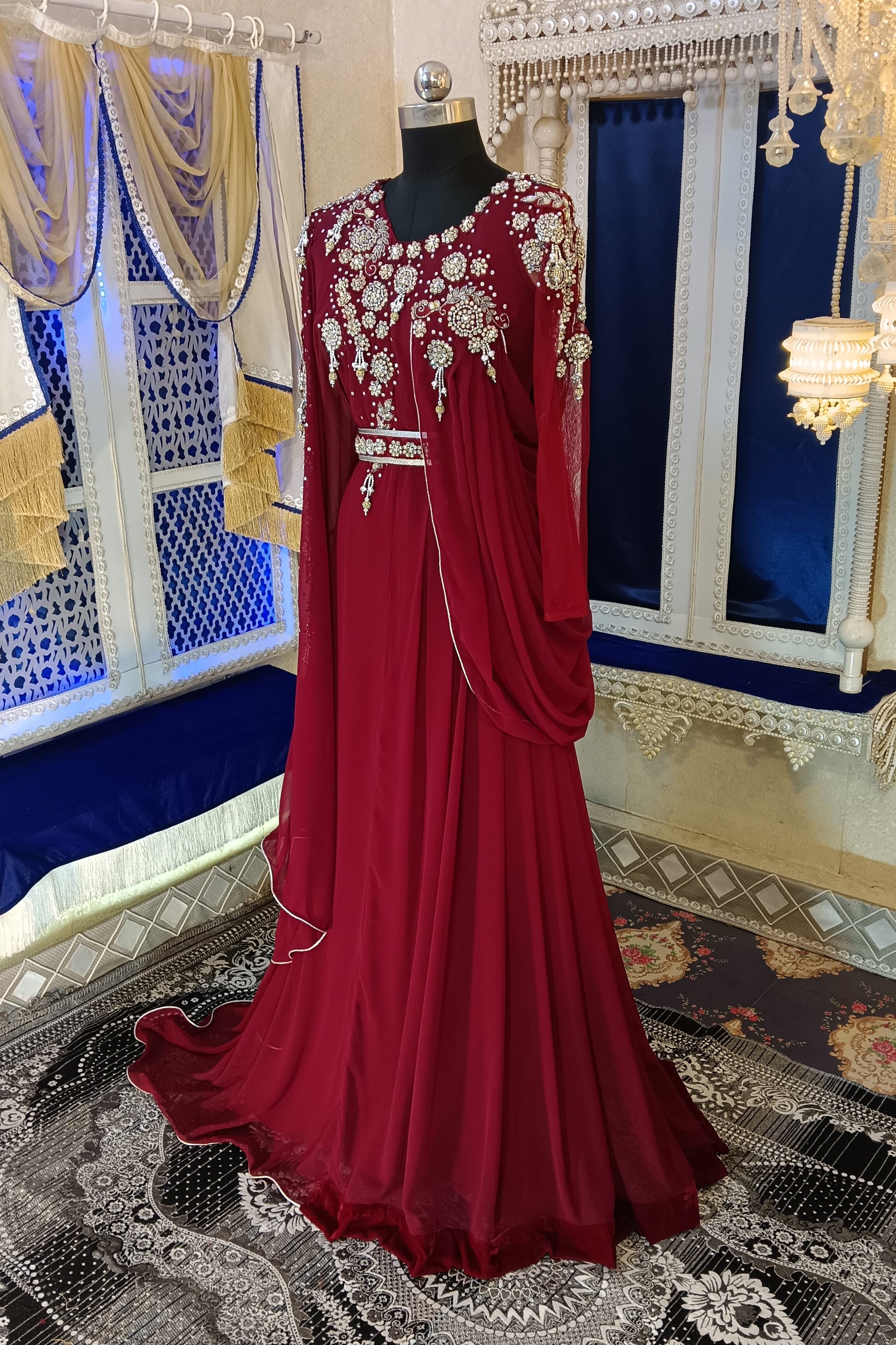 Designer Wedding Arabic Maxi Hand Beaded Party Wear Kaftan Designer Wedding Arabic Maxi Hand Beaded Party Wear Kaftan