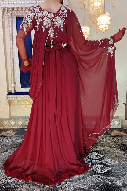 Designer Wedding Arabic Maxi Hand Beaded Party Wear Kaftan