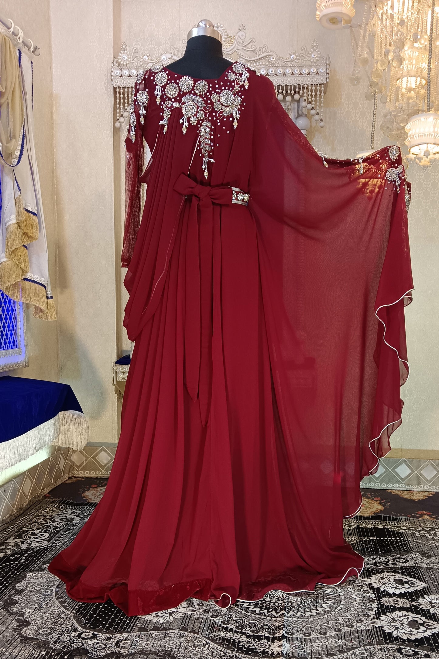 Designer Wedding Arabic Maxi Hand Beaded Party Wear Kaftan