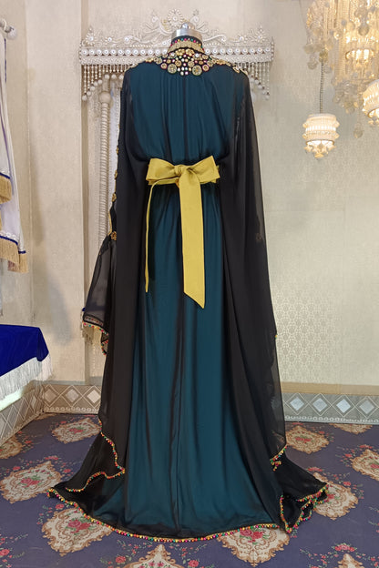 Black and Firozi Wedding Designer Arabic Moroccan Caftan