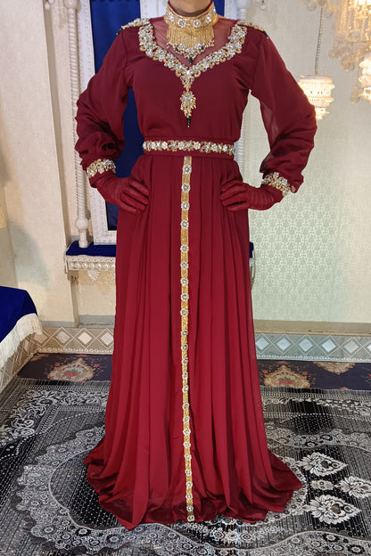 Maroon Wedding Kaftan