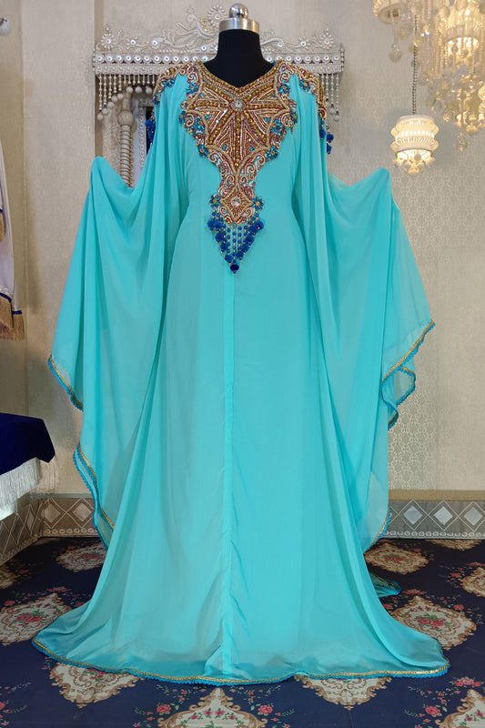 Mint Firozi Designer Kaftan