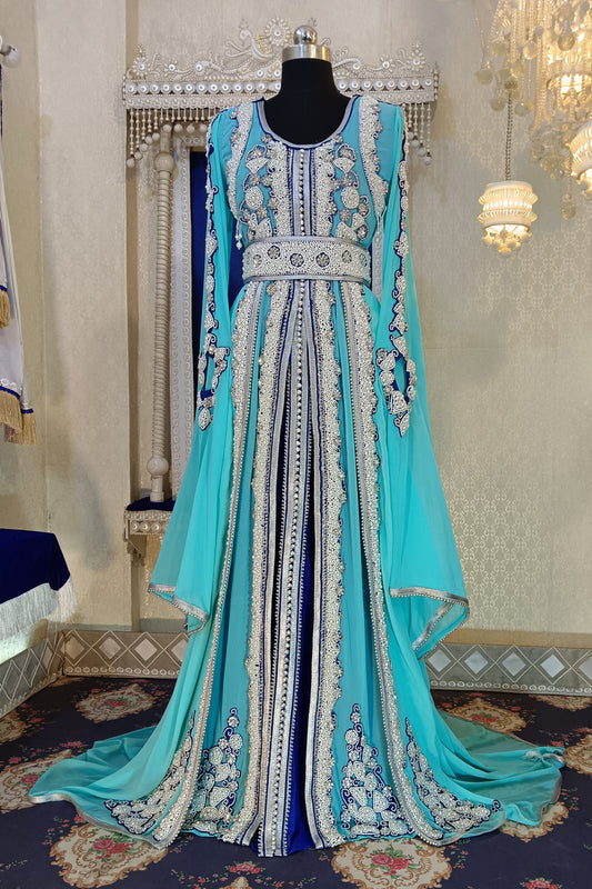 Mint Firozi and Blue Wedding Kaftan