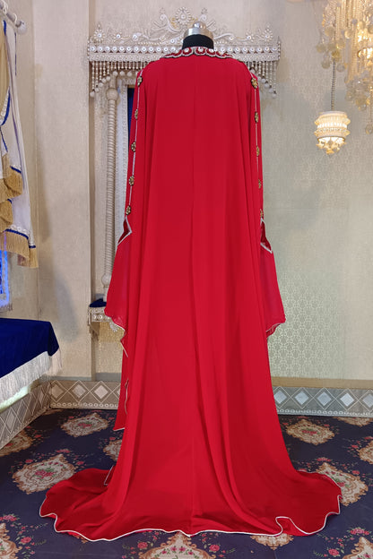 Red Unique Design Islamic Takchita Dubai Kaftan