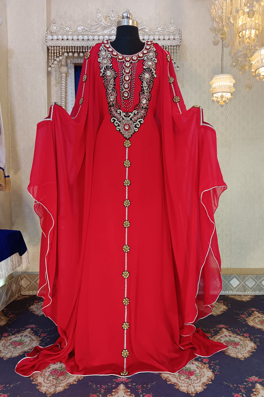 Red Unique Design Kaftan