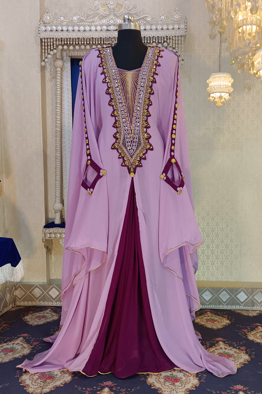 Dull Purple Embroidery Kaftan