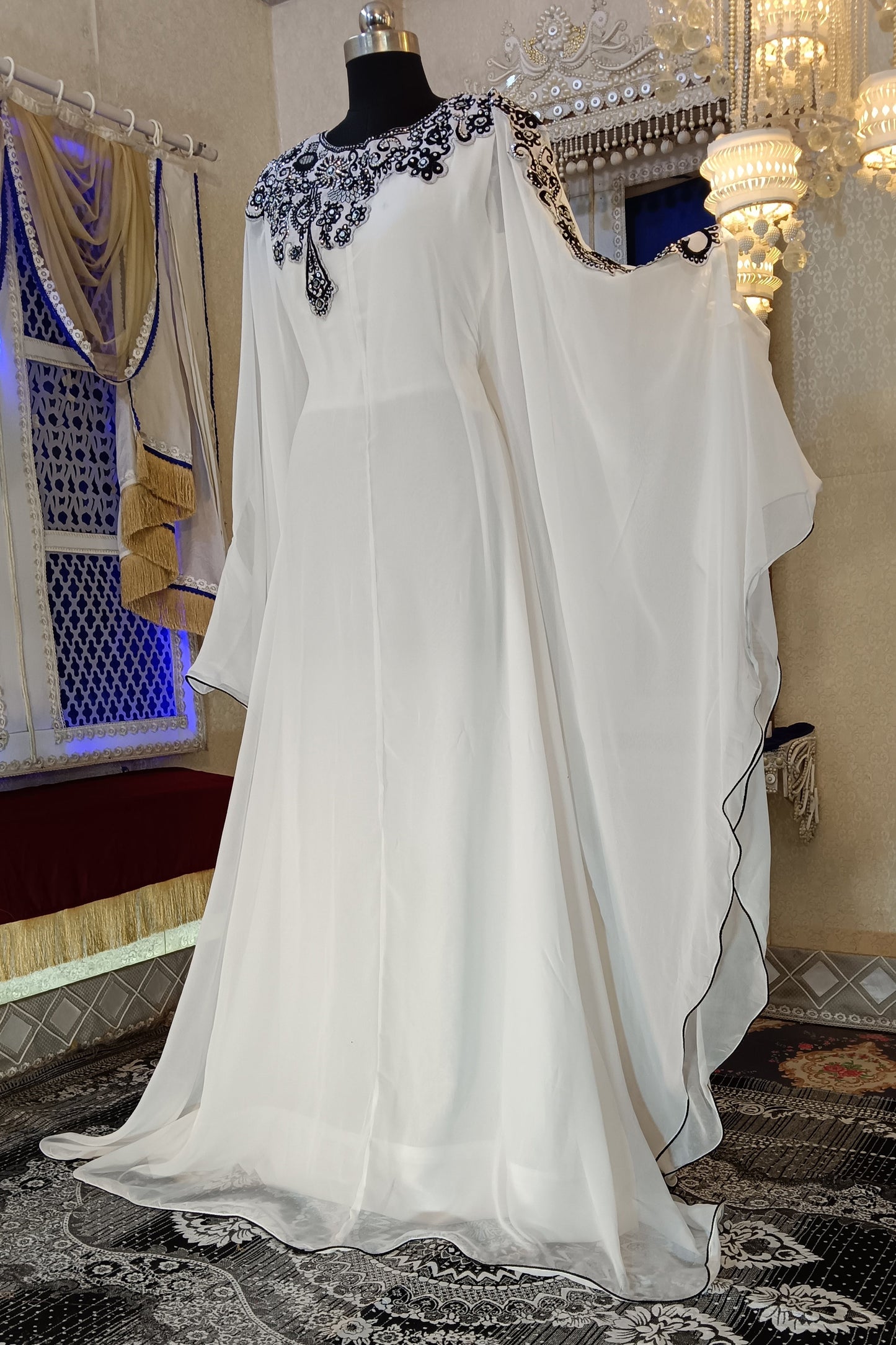 White Designer Islamic Arabic Takchita Kaftan