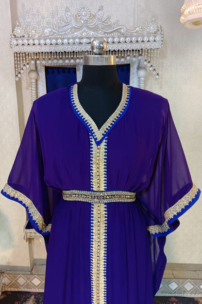 Purple and Blue Designer Arabic Party Wear Kaftan