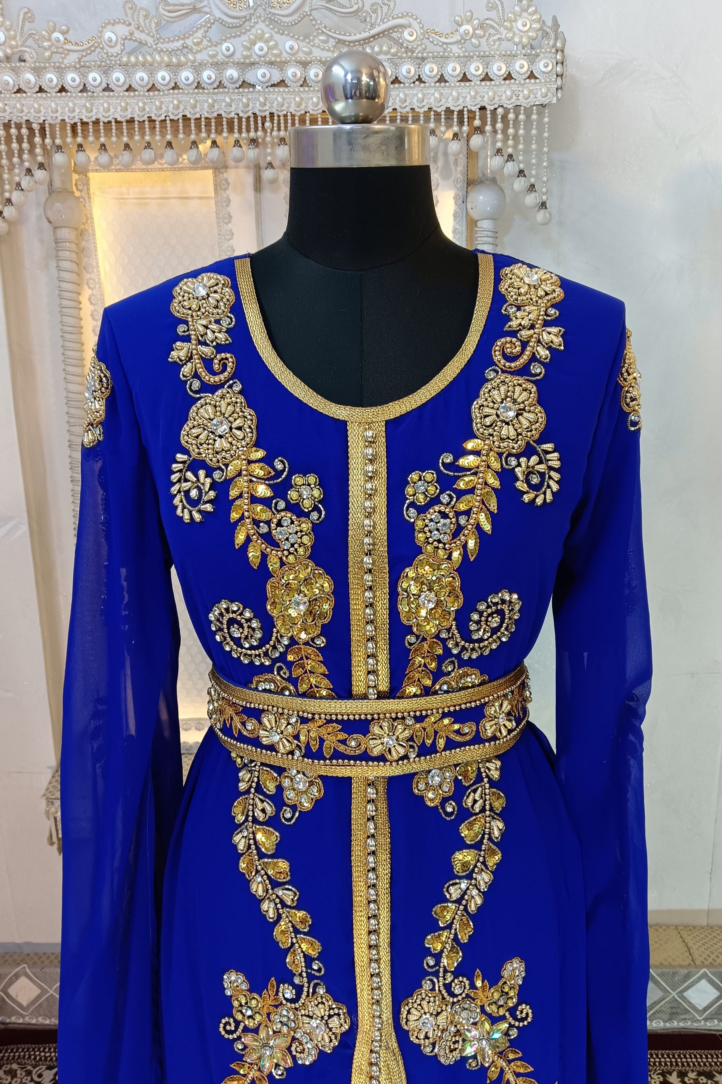 RoyalBlue Designer Moroccan Islamic Wedding Kaftan