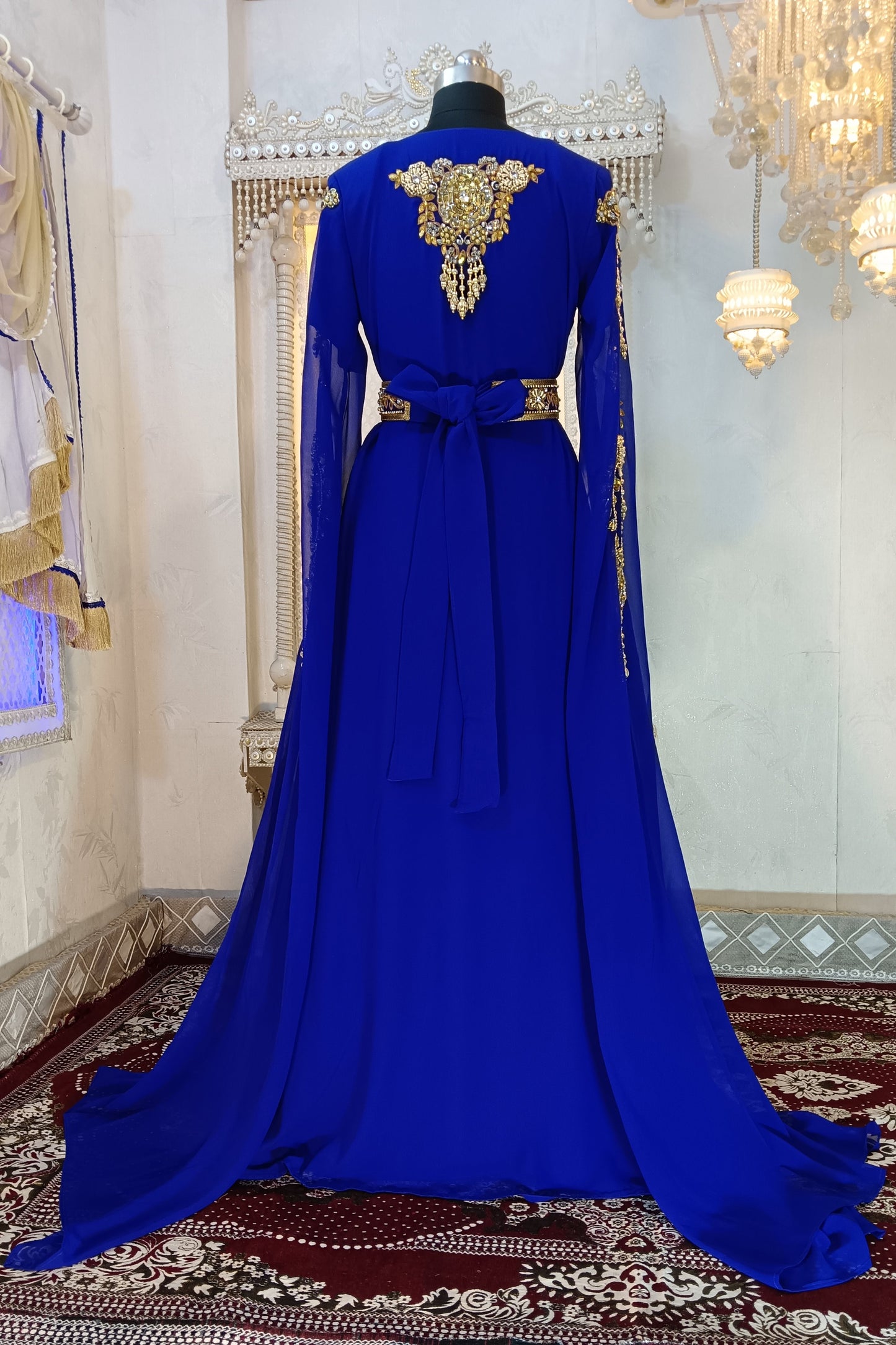 RoyalBlue Designer Moroccan Islamic Wedding Kaftan
