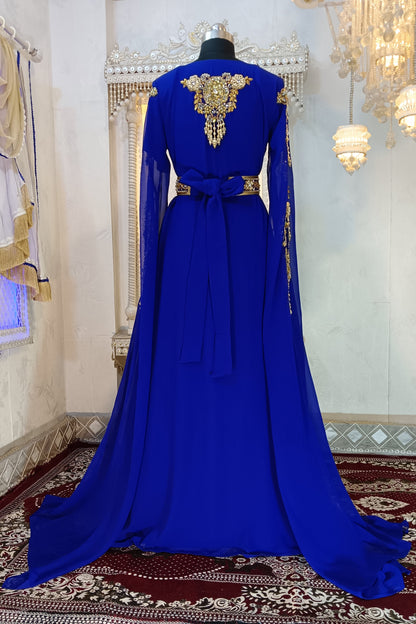 RoyalBlue Designer Moroccan Islamic Wedding Kaftan