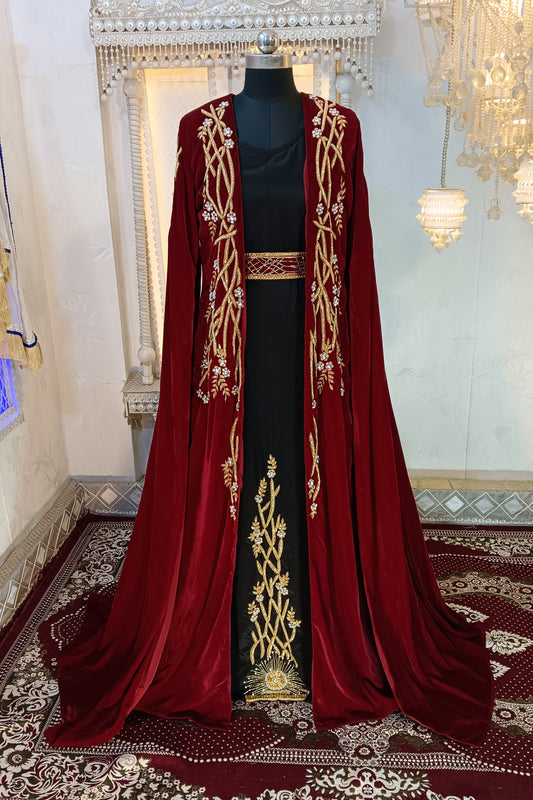 Maroon and Black Islamic Dress