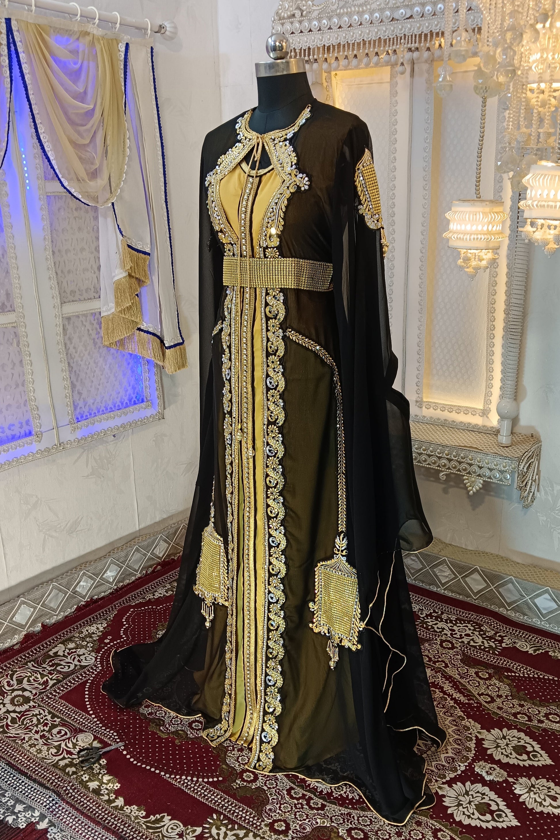 Black and Gold Wedding Kaftan