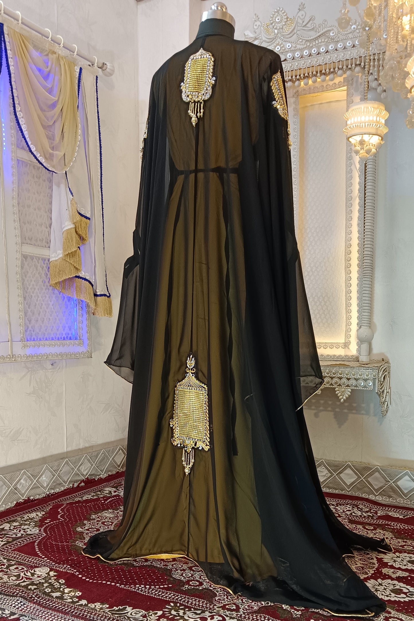 Black and Gold Designer Moroccan Party Wear Wedding Kaftan