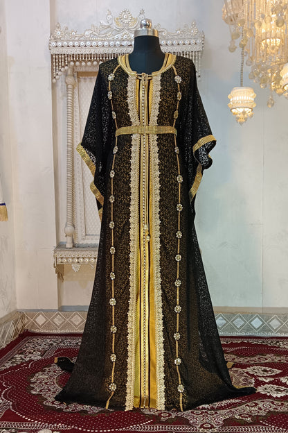 Black and Gold Islamic Kaftan