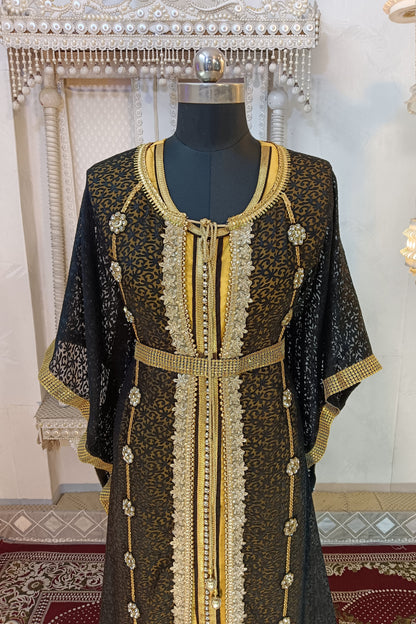 Black and Gold Islamic Wedding Designer Arabic Moroccan Kaftan