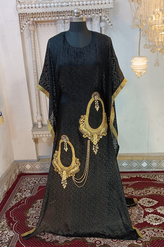 Black Color Designer Embroidery Kaftan