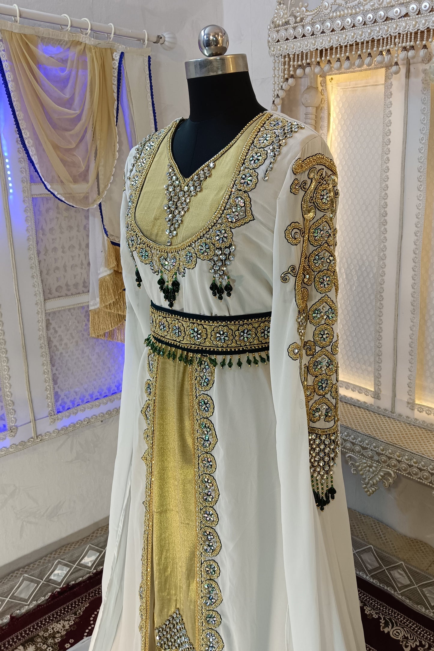 White and Gold Unique Wedding Moroccan Kaftans