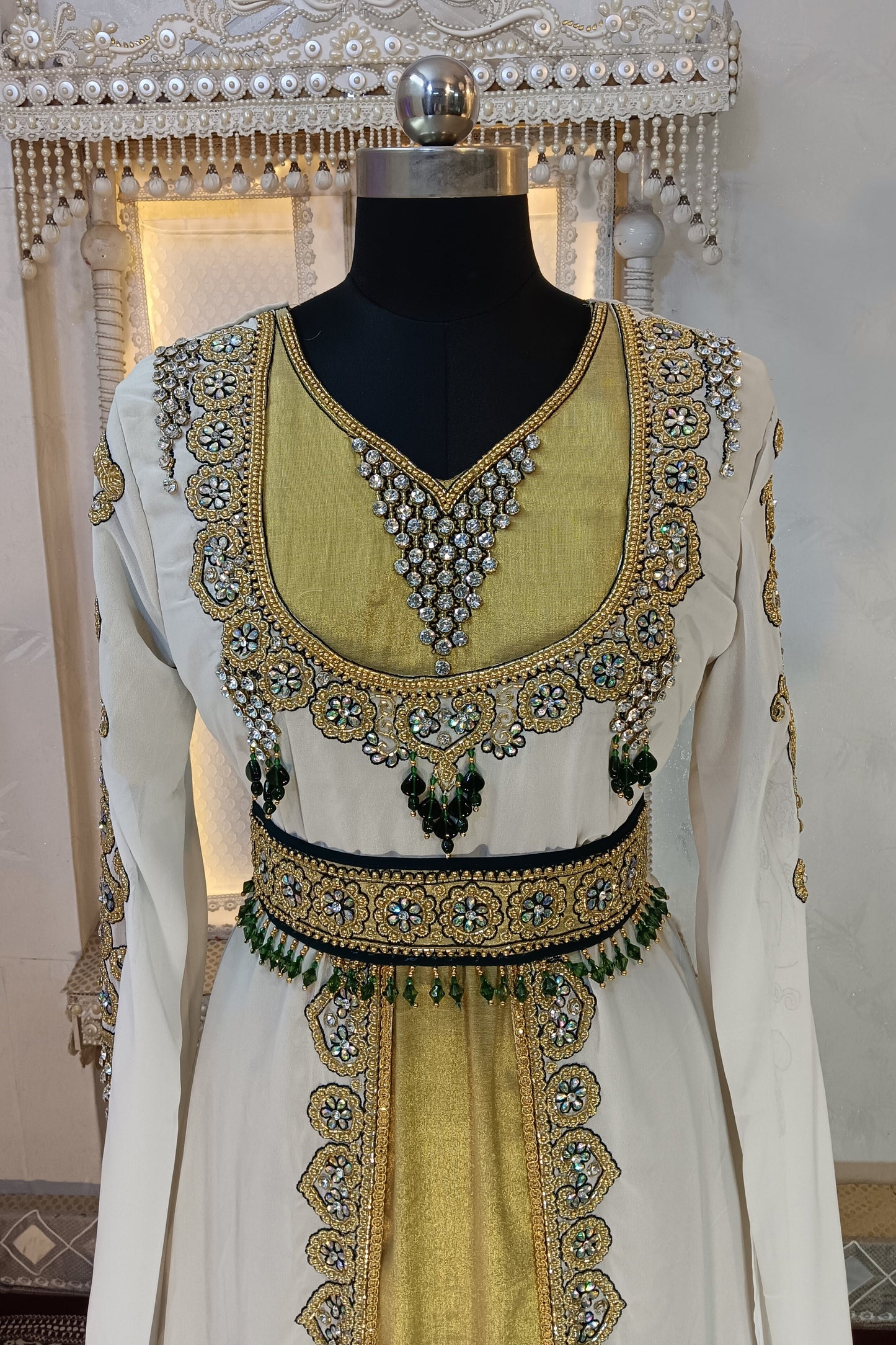 White and Gold Unique Wedding Moroccan Kaftans