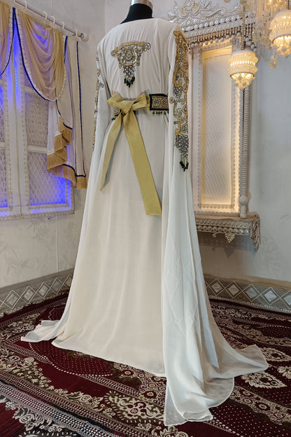 White and Gold Unique Wedding Moroccan Kaftans