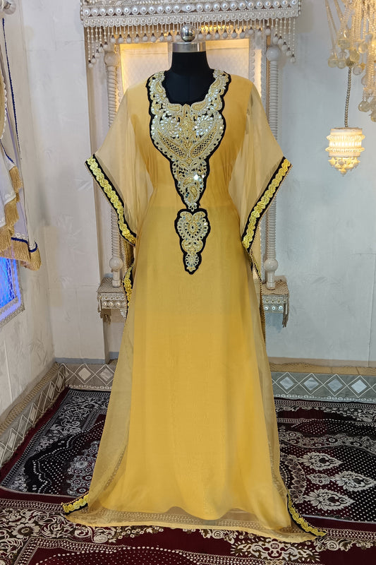 Beige and Black Designer Kaftan