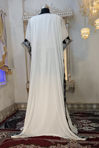 White and Black Stylish Arabic Takchita Kaftan