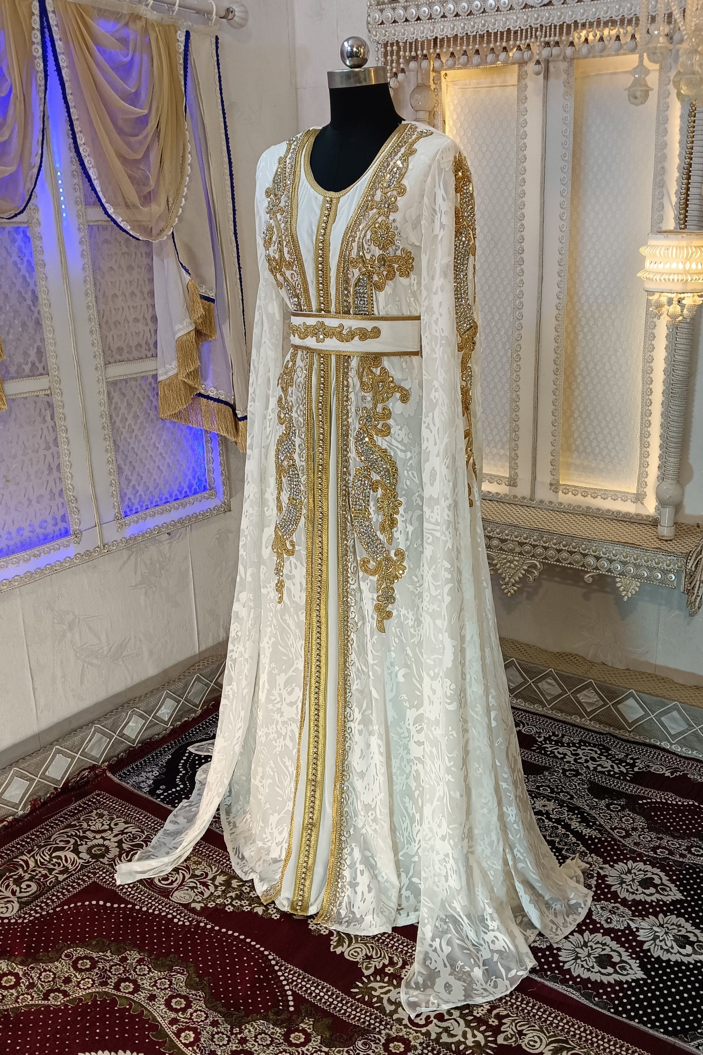 White and Gold Designer Kaftan