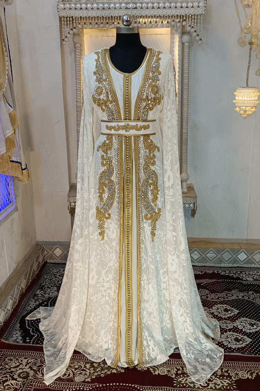 White and Gold Moroccan Kaftan