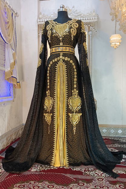 Black and Gold Islamic Moroccan Kaftan