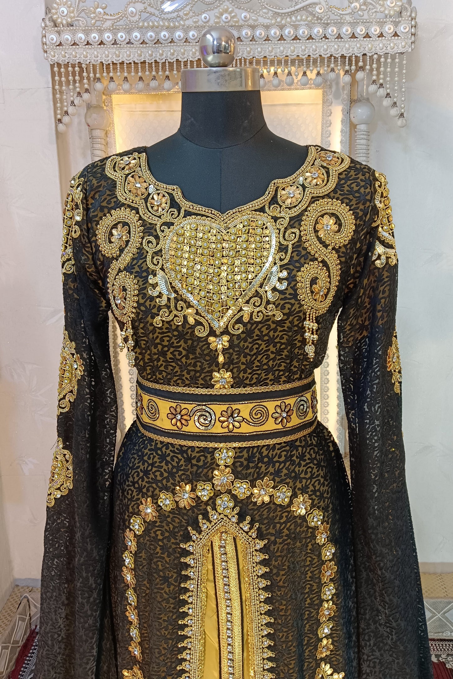 Black and Gold Wedding Islamic Moroccan Kaftan