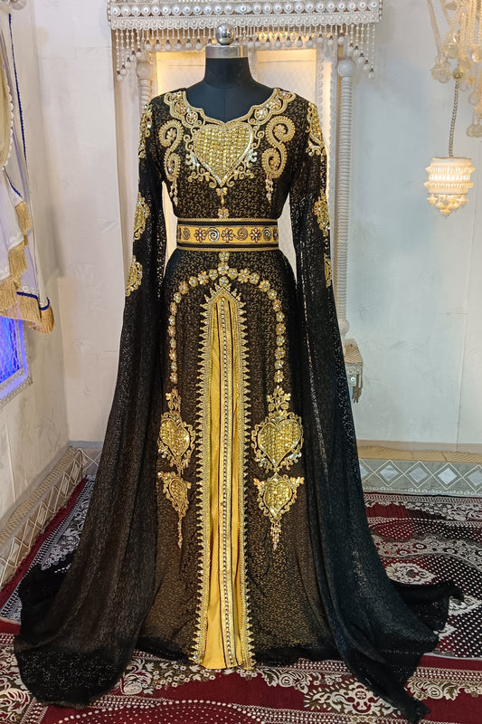 Black and Gold Wedding Kaftan