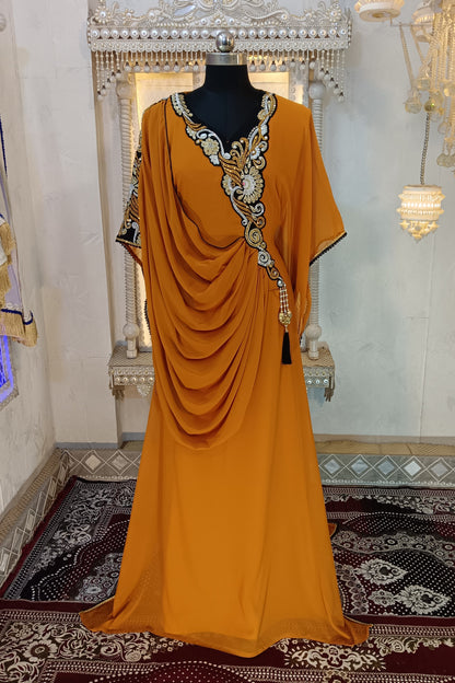 Mustard Islamic Party Wear Dress