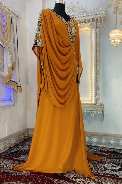 Mustard Color Islamic Party Wear Kaftan Dress
