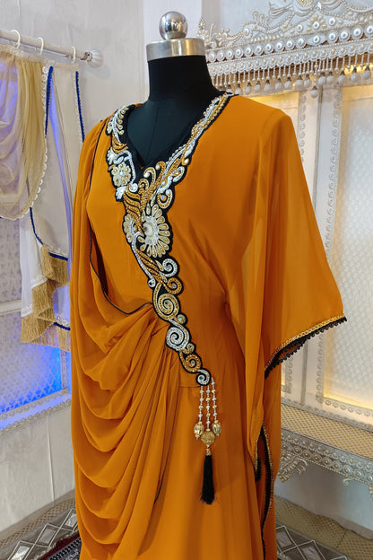 Mustard Color Islamic Party Wear Kaftan Dress