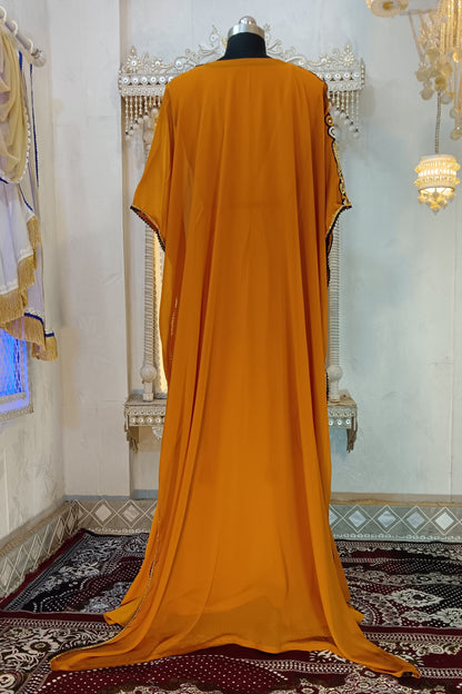 Mustard Color Islamic Party Wear Kaftan Dress