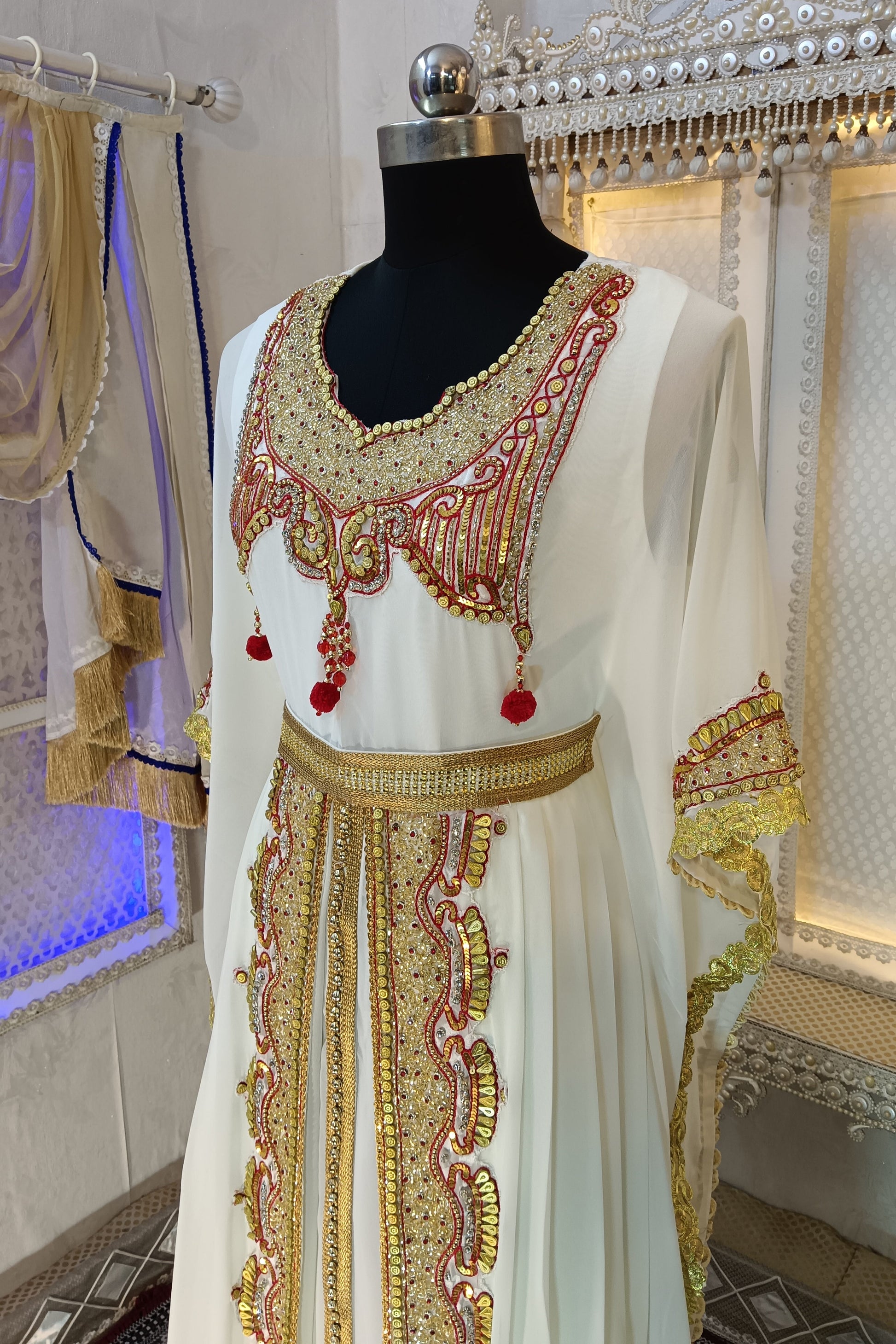 Off White Moroccan Islamic Kaftan