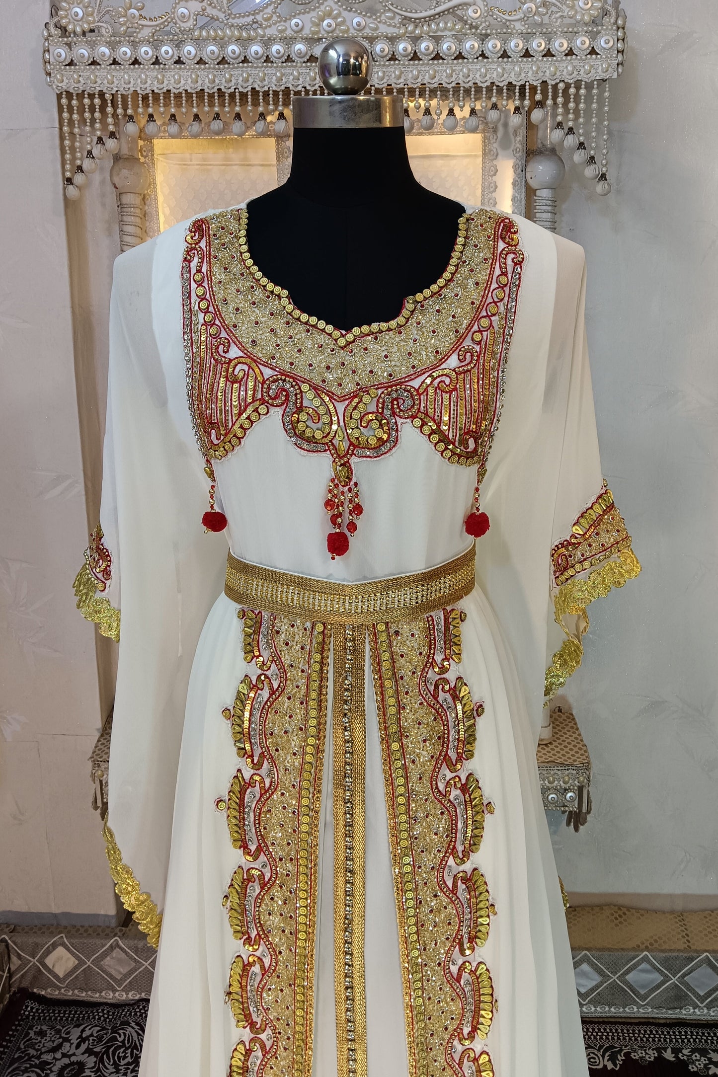 Off White Designer Takchita Kaftan