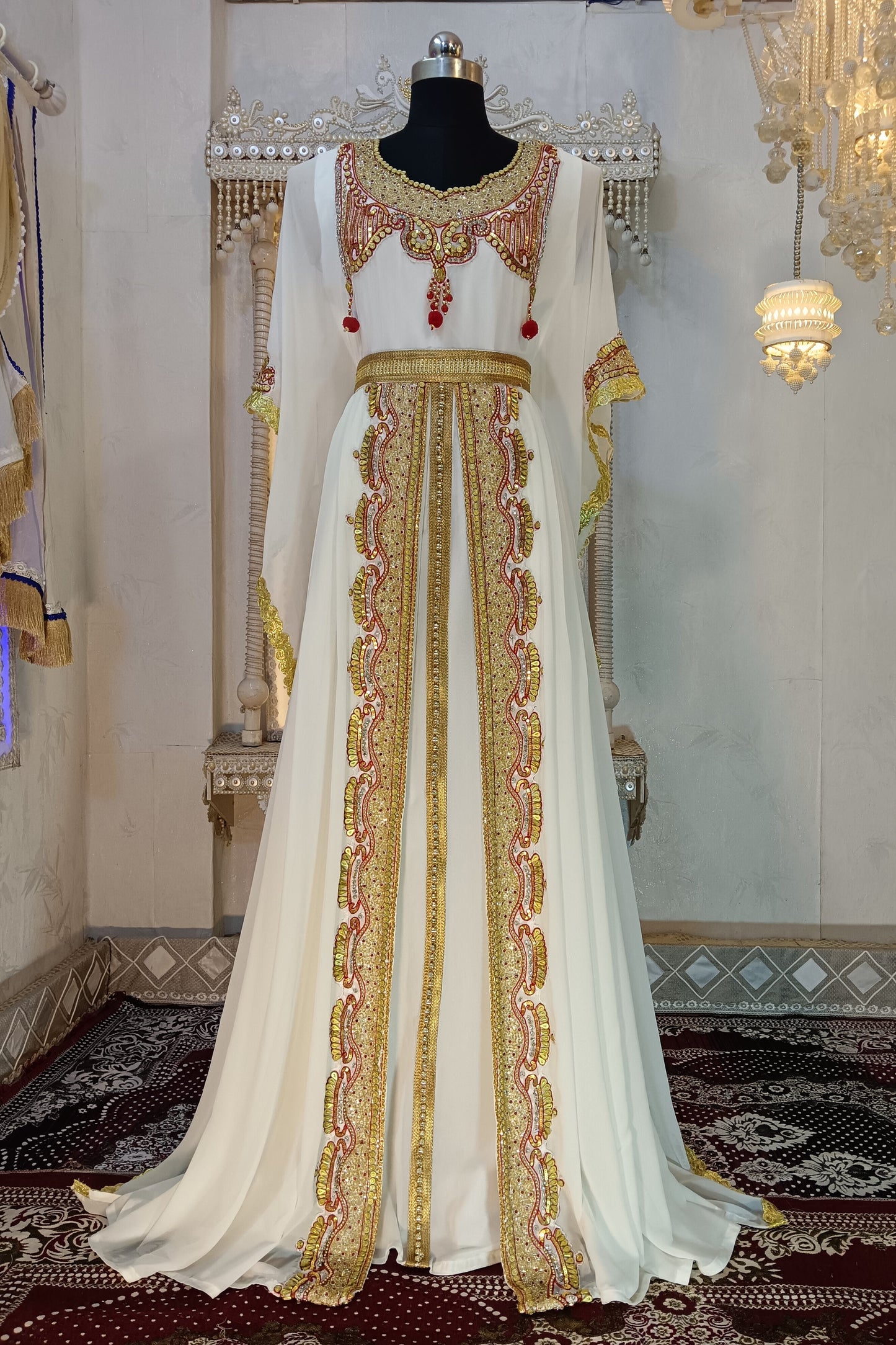 Off White Designer Takchita Kaftan