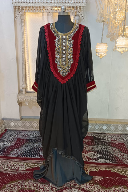 Black and Maroon Party Kaftan