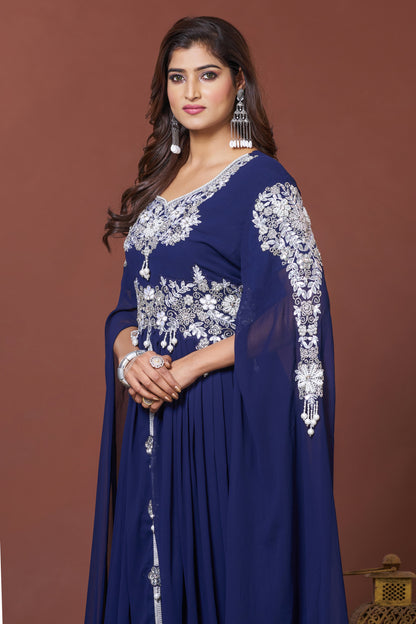 Navy Blue Moroccan Style Wedding Kaftan
