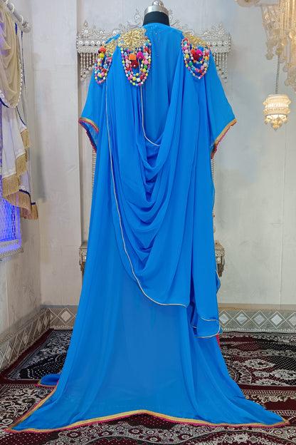 Firozi and Gulal Pink Islamic Embroidery Designer Kaftan