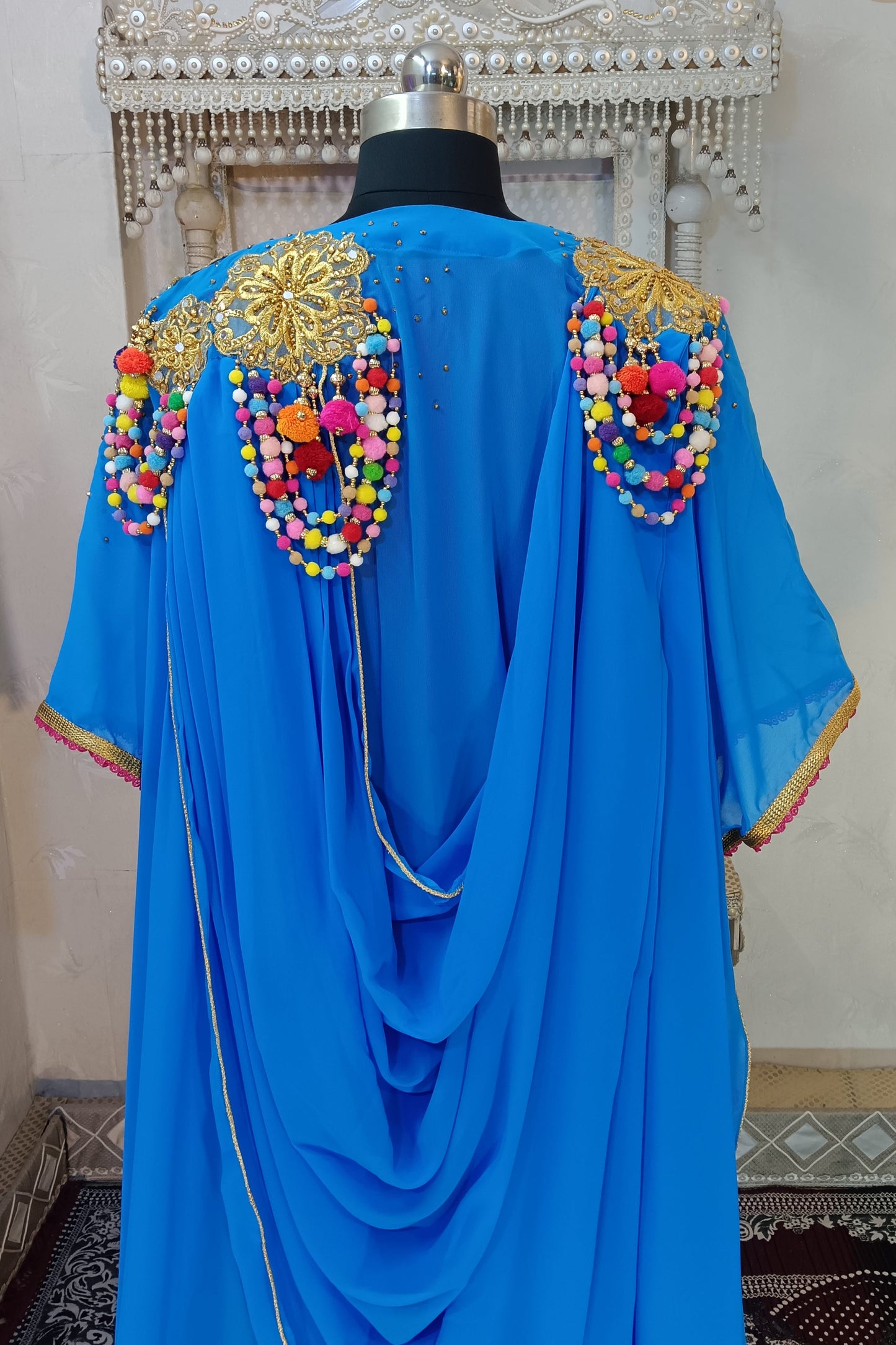Firozi and Gulal Pink Islamic Embroidery Designer Kaftan