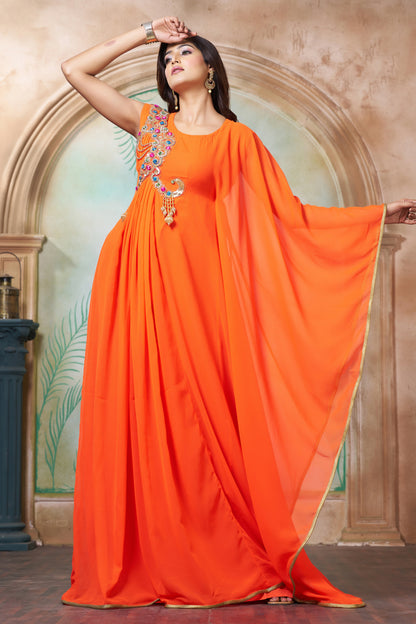 Orange Islamic Moroccan Kaftan