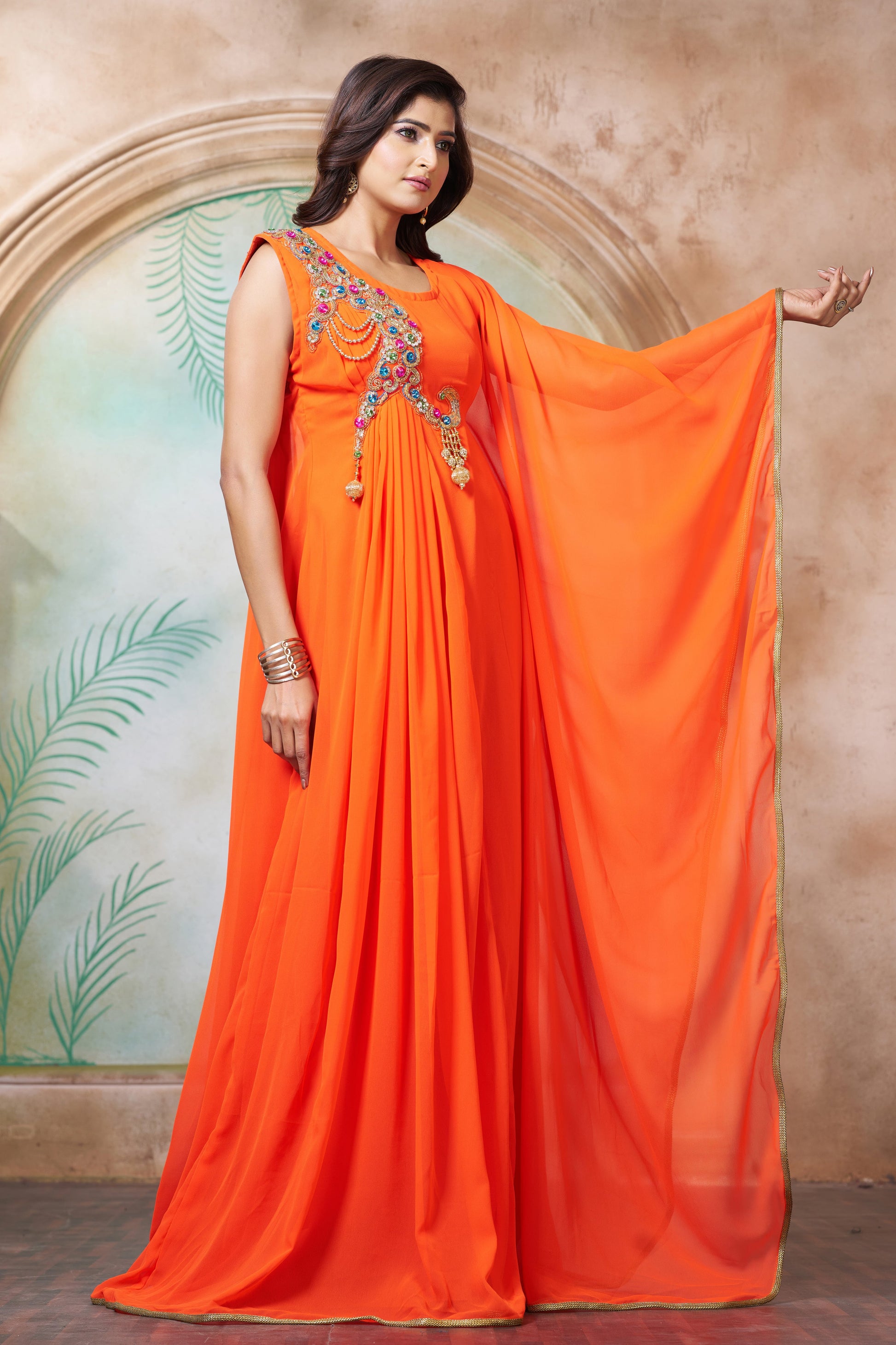 Orange Party Wear Caftan