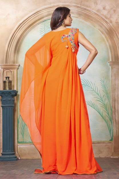 Orange Designer Islamic Party Caftan