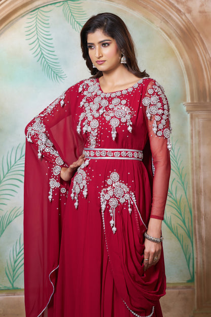 Maroon Takchita Kaftan