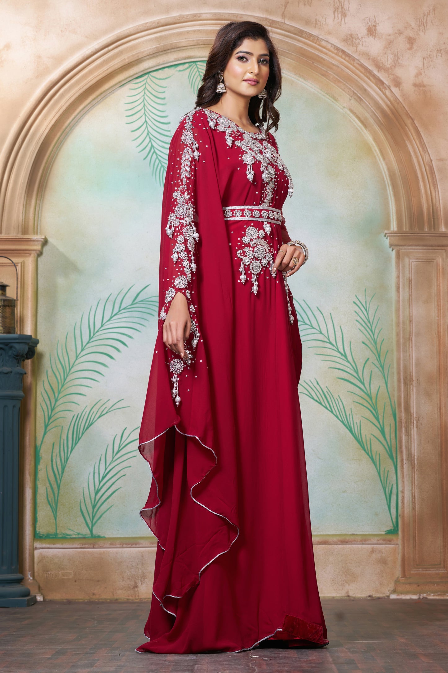 Maroon Designer Wedding Party Dress