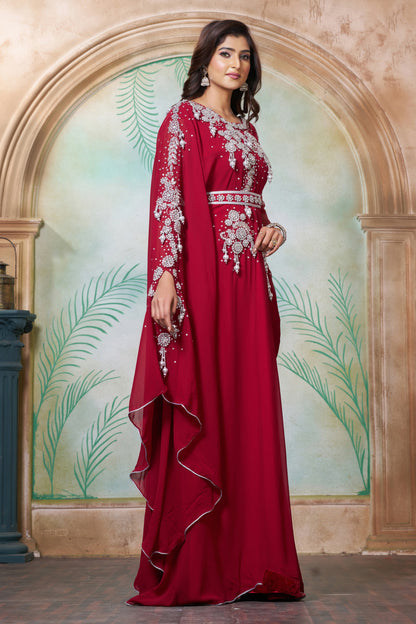 Maroon Designer Wedding Party Dress