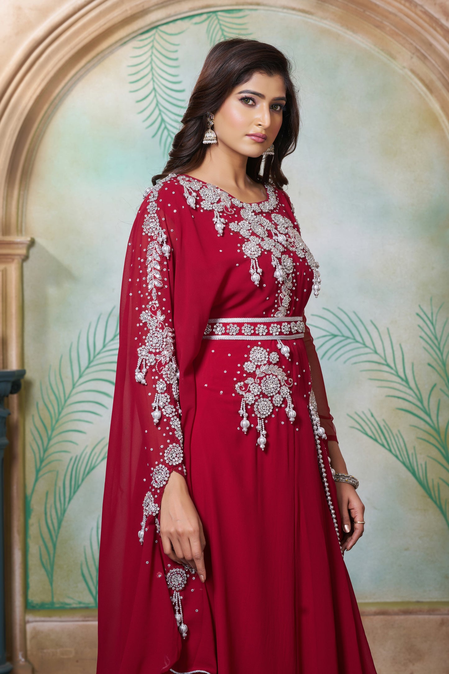 Maroon Designer Wedding Party Dress