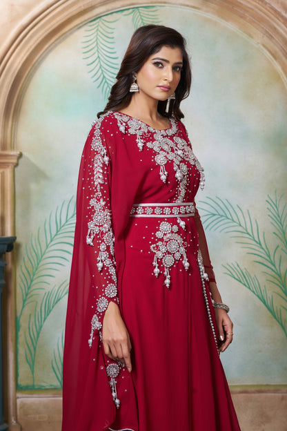 Maroon Designer Wedding Party Dress